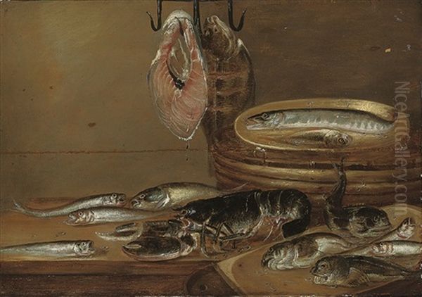 Still Life With Fish And A Lobster On A Table Oil Painting by Alexander Adriaenssen the Elder