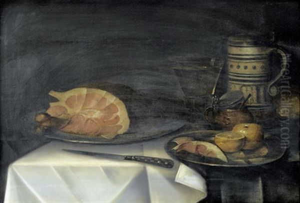 Stillleben Mit Schinken, Grapefruit Und Kelchglas Oil Painting by Alexander Adriaenssen the Elder