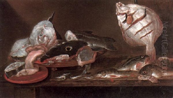 Still Life Of Various Fish On A Tabletop Oil Painting by Alexander Adriaenssen the Elder