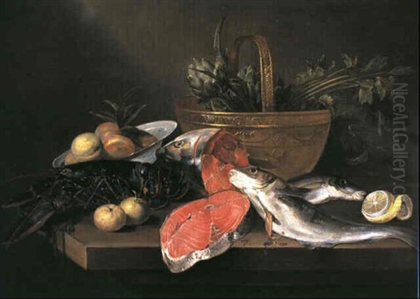 Stilleben Mit Einem Hummer, Fischen Und Fruchten by Alexander Adriaenssen the Elder