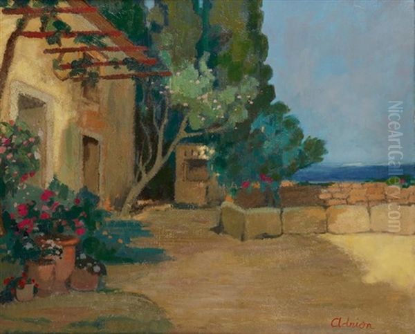 La Terrasse En Mediterrannee Oil Painting by Lucien Adrion