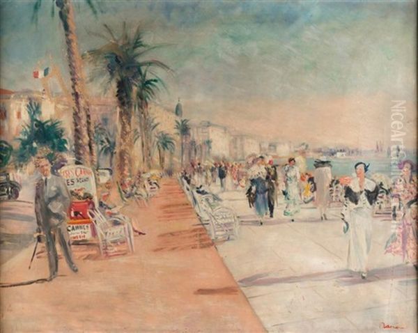 La Promenade Des Anglais, Nice Oil Painting by Lucien Adrion