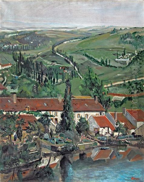 Folyoparti Varoska Latkepe Oil Painting by Lucien Adrion