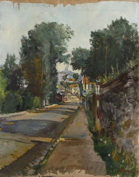 Rue De Village, Bievres Oil Painting by Lucien Adrion