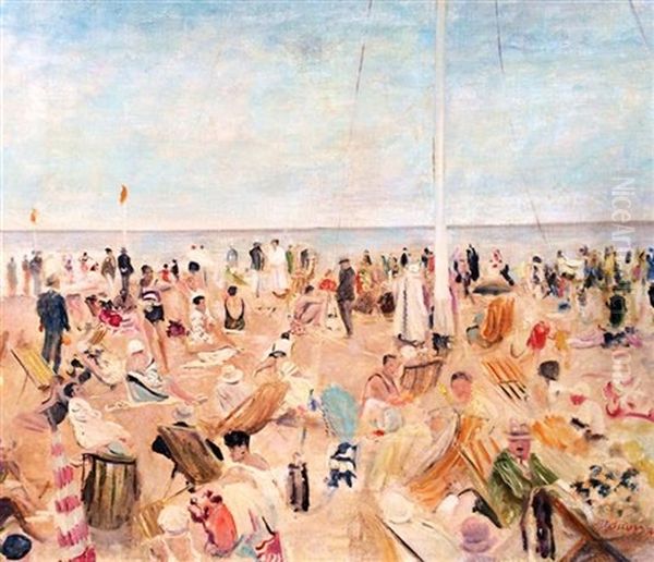 Beach Oil Painting by Lucien Adrion