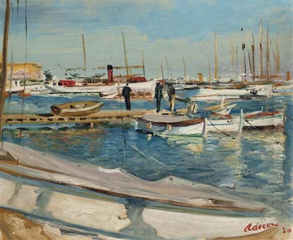 Port De Cannes Oil Painting by Lucien Adrion