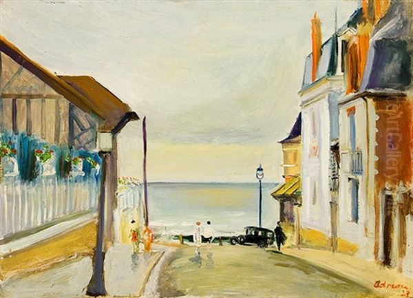 Badeort (deauville) Oil Painting by Lucien Adrion