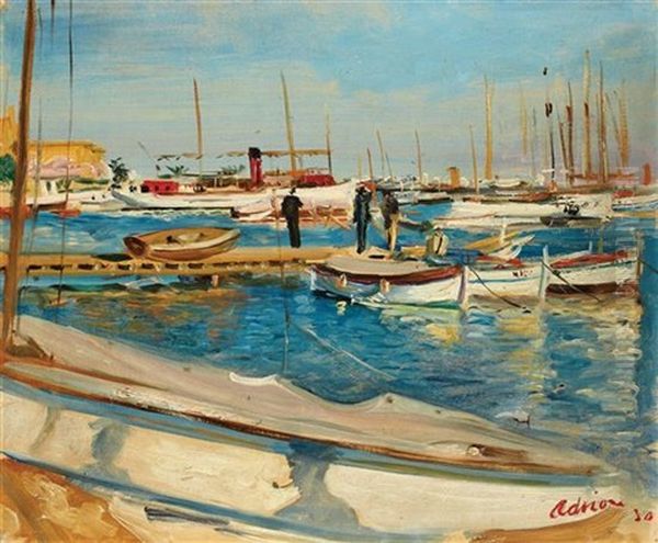 Port De Cannes Oil Painting by Lucien Adrion