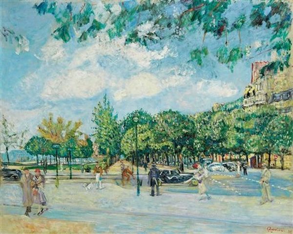 Paris Cours Albert I Oil Painting by Lucien Adrion