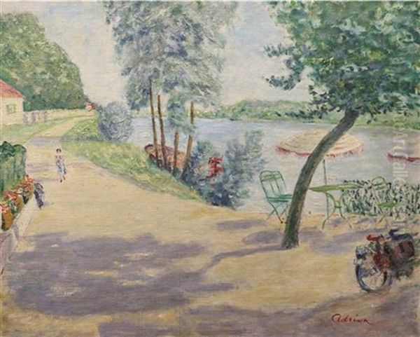 Bord De Canal En Ete Oil Painting by Lucien Adrion