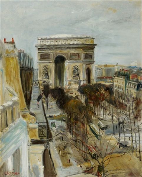 Paris (arc De Triomphe) Oil Painting by Lucien Adrion