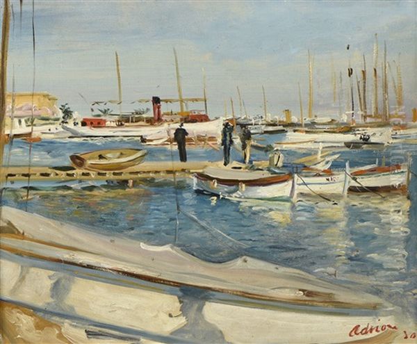 Port De Cannes Oil Painting by Lucien Adrion