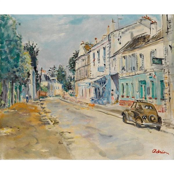 Street In Bievres Oil Painting by Lucien Adrion