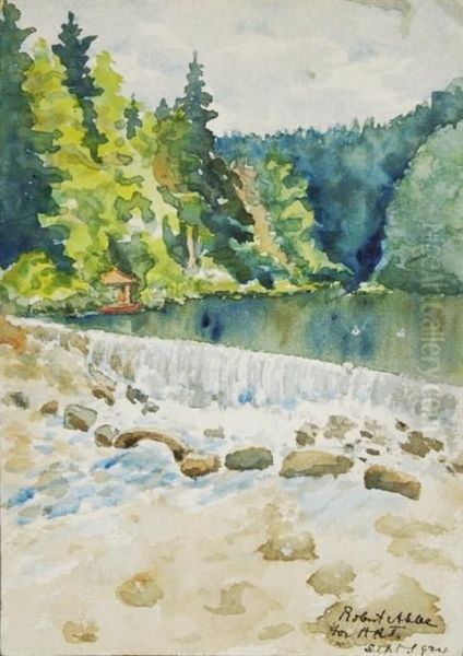 River With Falls Oil Painting by Robert Abbe