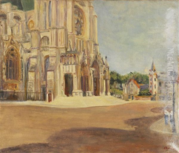 Die Kathedrale In Chartres Oil Painting by Lucien Adrion