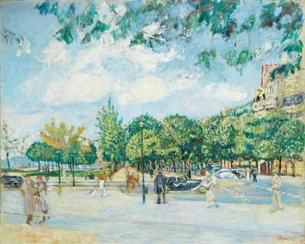 Paris Cours Albert I Oil Painting by Lucien Adrion