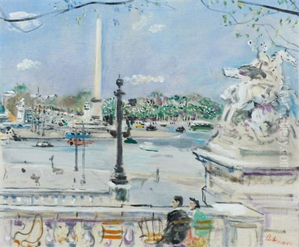 Place De La Concorde Oil Painting by Lucien Adrion