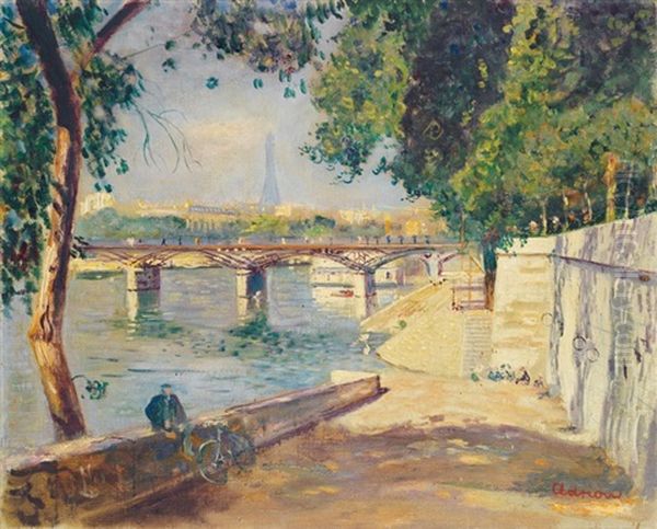 Vue Du Pont Des Arts Oil Painting by Lucien Adrion