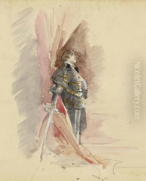 Sarah Bernhardt Dans Hamlet Oil Painting by Louise Abbema