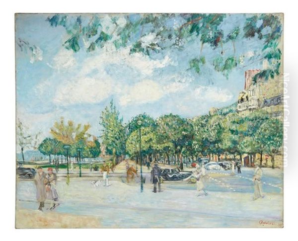 Paris Cours Albert 1er Oil Painting by Lucien Adrion