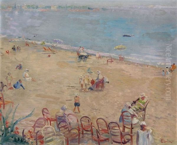 Strandszene Oil Painting by Lucien Adrion