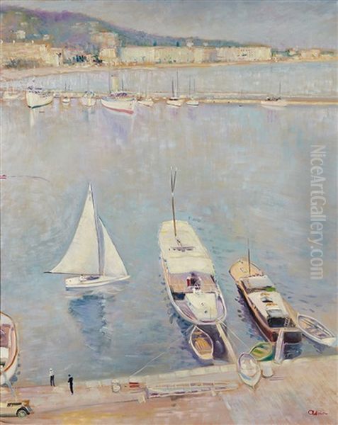 Vue Du Port De St. Tropez Oil Painting by Lucien Adrion