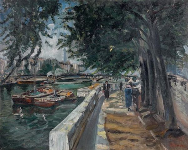 Pont Du Caroussel Oil Painting by Lucien Adrion