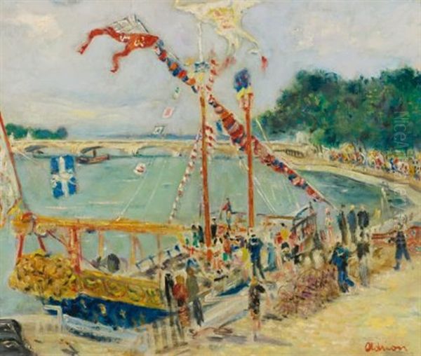 Bastille: Gala Sur La Seine Oil Painting by Lucien Adrion