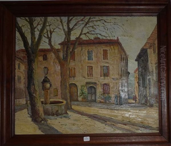 Place Du Village En Provence Oil Painting by Lucien Adrion