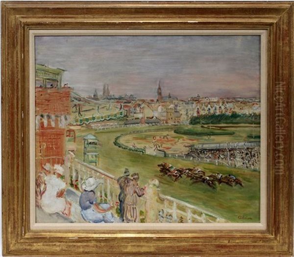 Horse Racing Oil Painting by Lucien Adrion