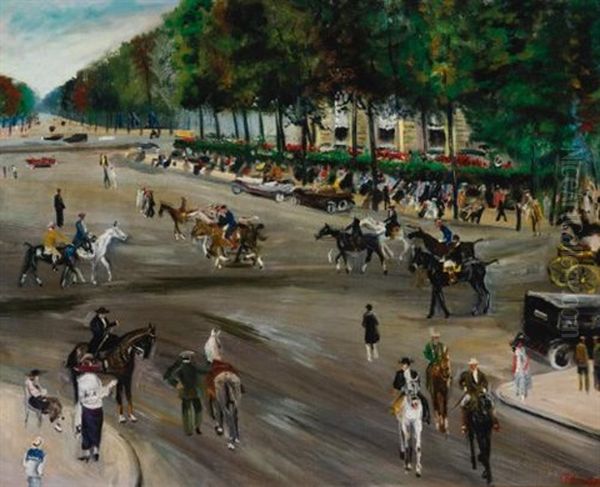 Boulevard En Espagne Oil Painting by Lucien Adrion