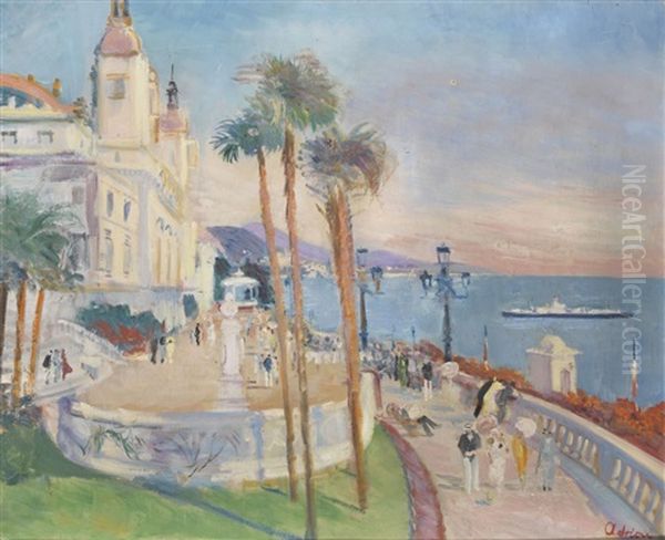 Promenade Sur La Cote D'azur Oil Painting by Lucien Adrion