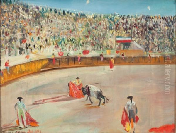 Bullfight Oil Painting by Lucien Adrion