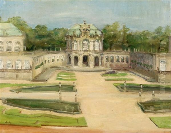 Blick Auf Den Wallpavillon Im Dresdner Zwinger Oil Painting by Lucien Adrion