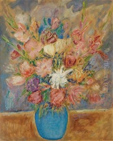 Bouquet De Fleurs (+ 2 Others; 3 Works) Oil Painting by Lucien Adrion