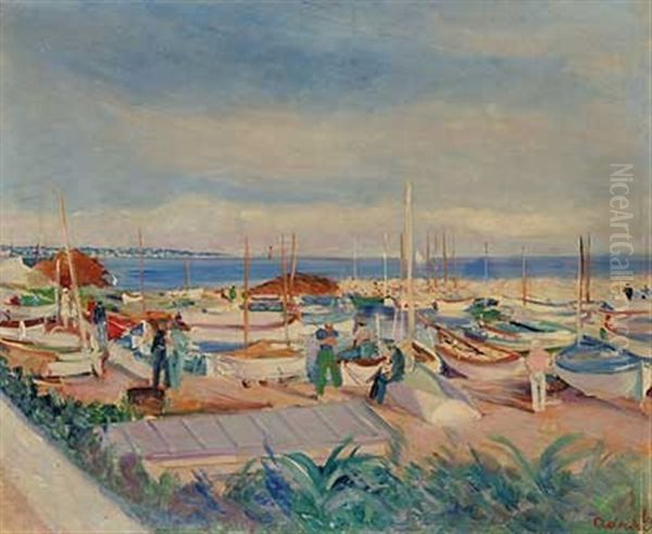 Fischereihafen Oil Painting by Lucien Adrion