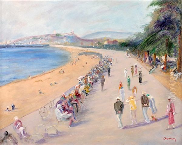 Promenade Sur La Cote D'azur Oil Painting by Lucien Adrion