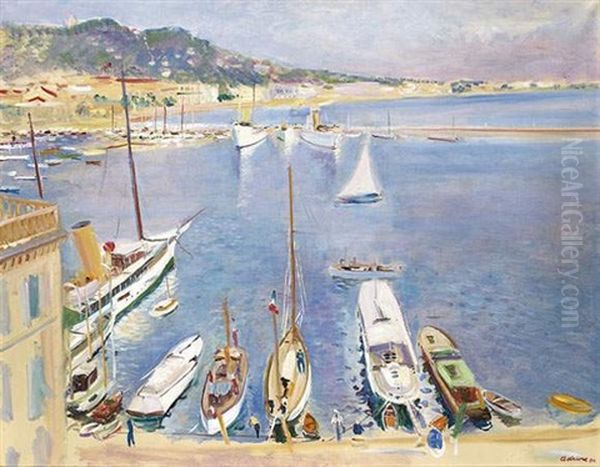 Port De Saint-tropez Oil Painting by Lucien Adrion