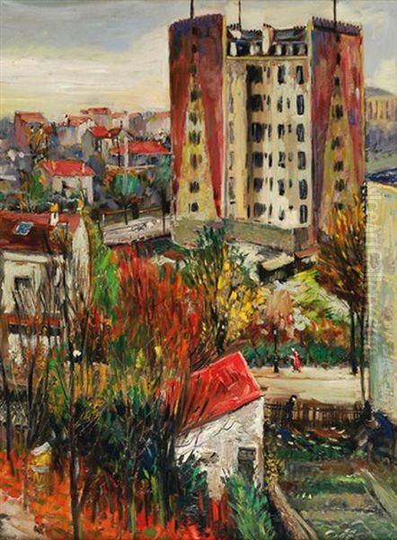 Urban Landscape Oil Painting by Lucien Adrion