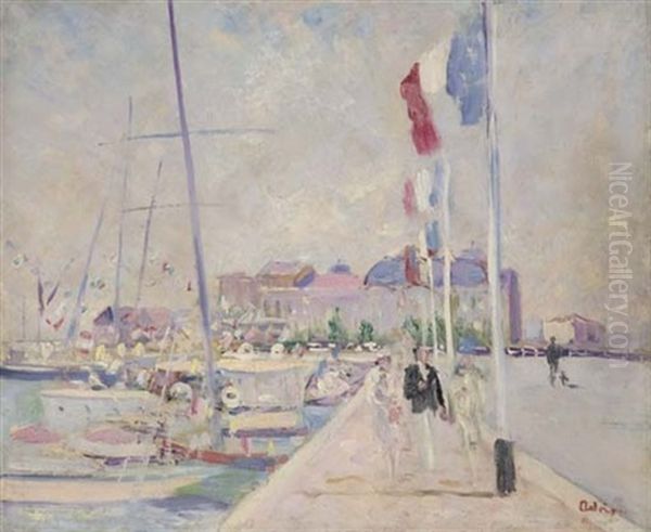 Vue Du Casino De Trouville Depuis Les Quais Oil Painting by Lucien Adrion