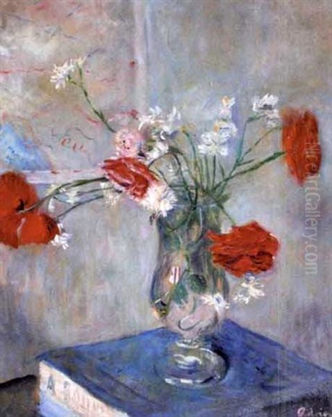 Fleurs Des Champs Dans Un Vase En Cristal Oil Painting by Lucien Adrion