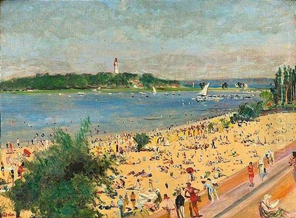 Strandpromenade Oil Painting by Lucien Adrion