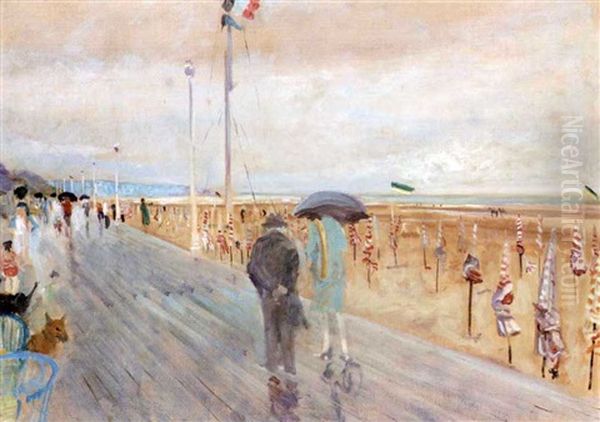 Promenade Sur Les Planches Oil Painting by Lucien Adrion