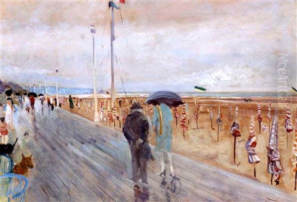 Promenade Sur Les Planches Oil Painting by Lucien Adrion