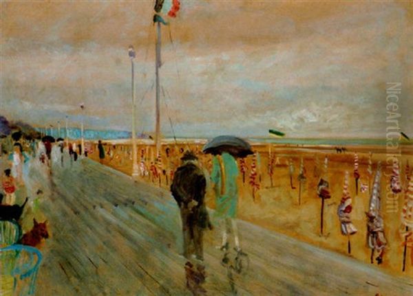 Promenade Sur Les Planches Oil Painting by Lucien Adrion