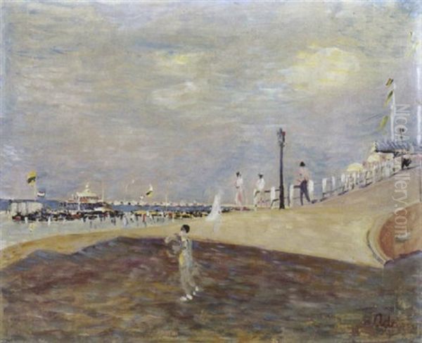 Plage En Normandie Oil Painting by Lucien Adrion