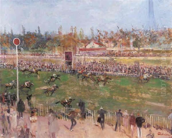 Courses A Longchamp Oil Painting by Lucien Adrion