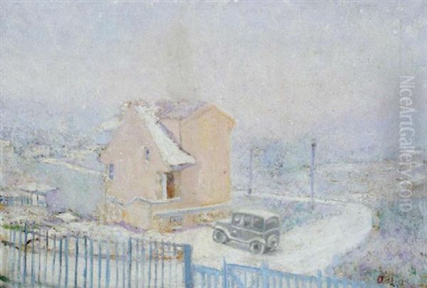 Wintertag Oil Painting by Lucien Adrion