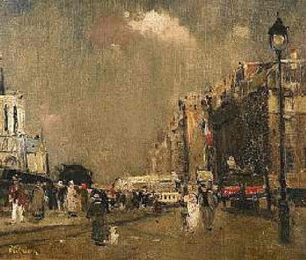 Pariser Strasenszene Oil Painting by Lucien Adrion