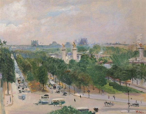 Paris, Le Pont Alexandre Iii Oil Painting by Lucien Adrion